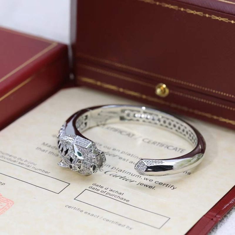 cartier 18 karat white gold Di*m*nd panthere cuff bracelet