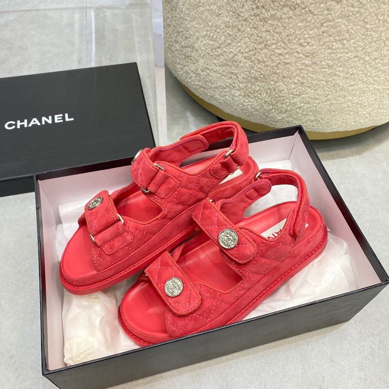 Ch*el womens sandals red