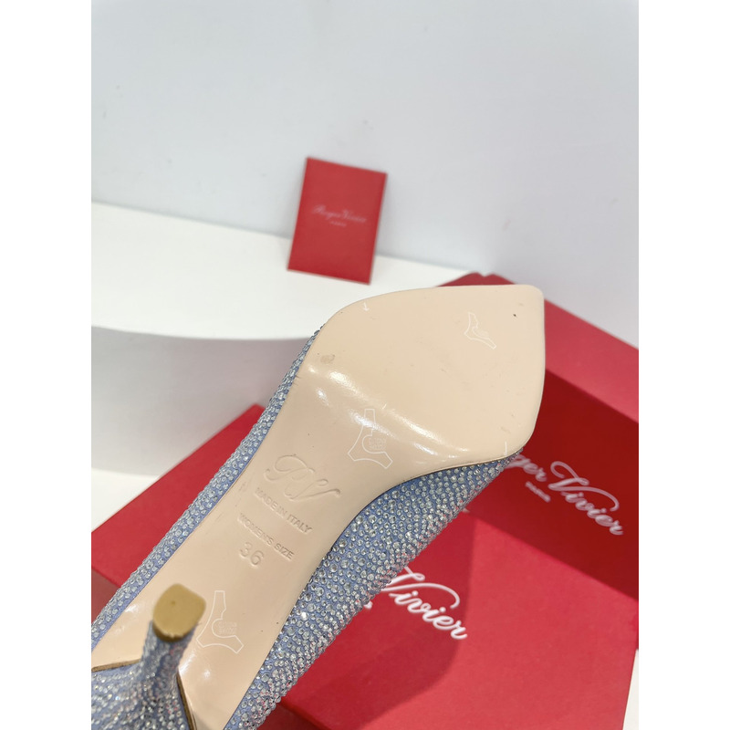 roger u1u1er flower strass heel blue
