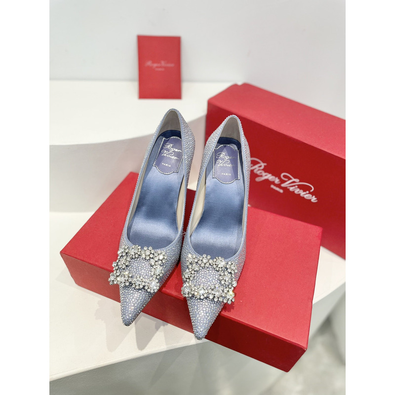 roger u1u1er flower strass heel blue