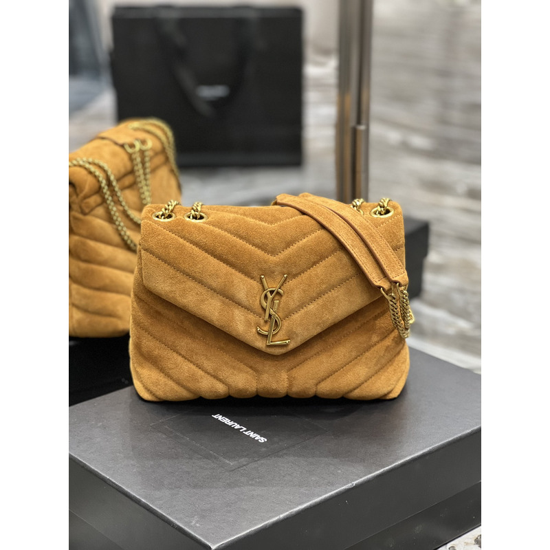 Saint Laurent Loulou Toy Suede Shoulder Bag Brown