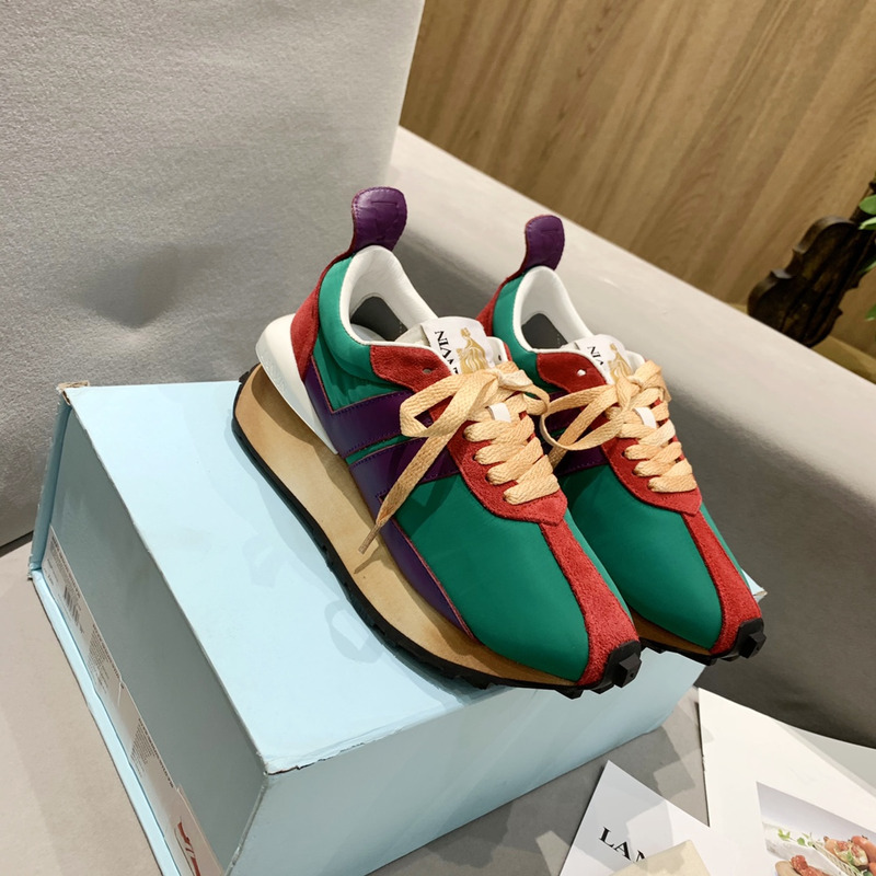 LANVIN BumperPurple Striped Sneakers on Green