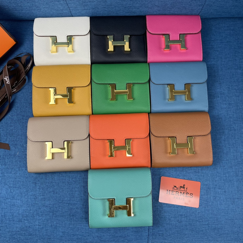 H**mes constance slim wallet brown