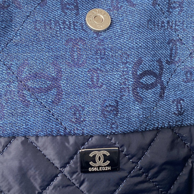 Ch*el 22 denim tote bag blue
