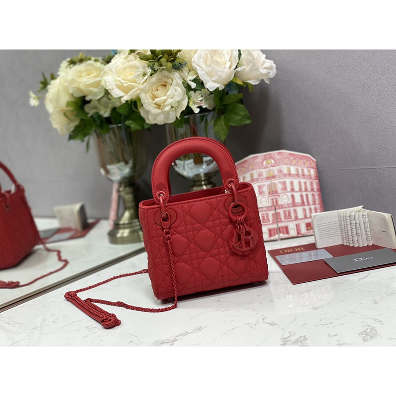D*or mini lady D*or bag cherry red
