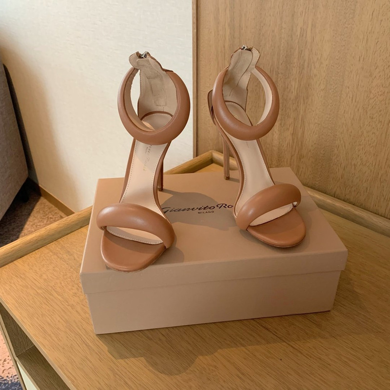 Gianvit Rossi Bijoux 105mm Leather High Heel Sandals Brown