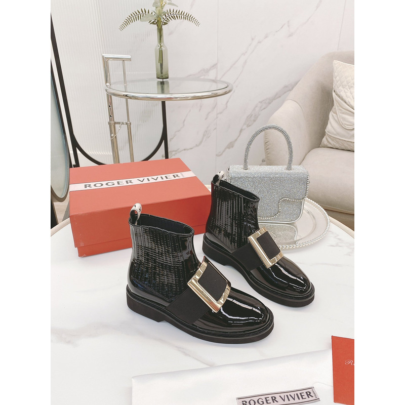 roger u1u1er viv'' rangers metal buckle chelsea leather boots black