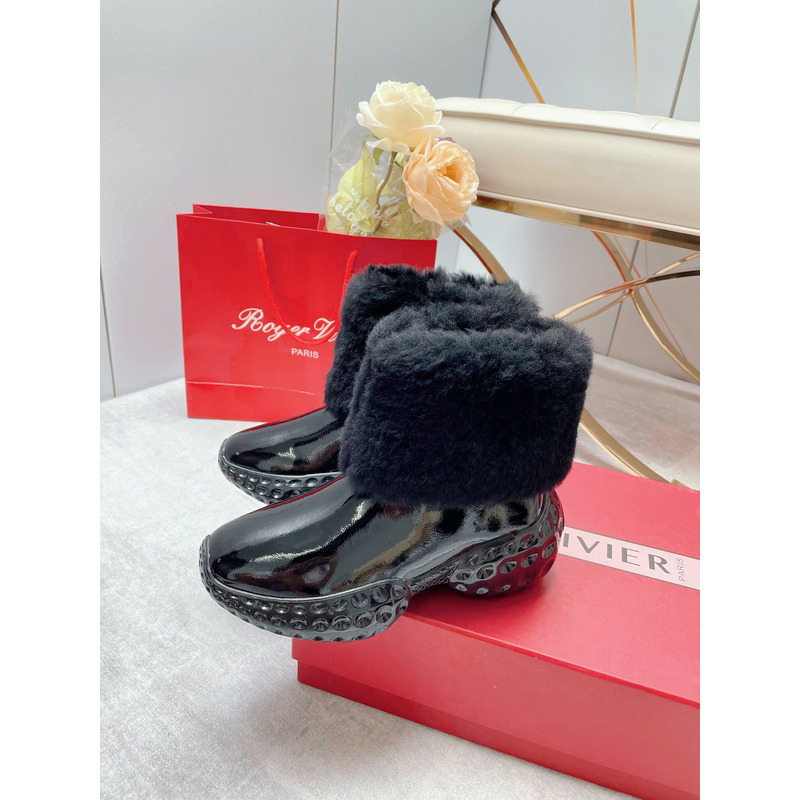 roger u1u1er run light fur ankle boots in black