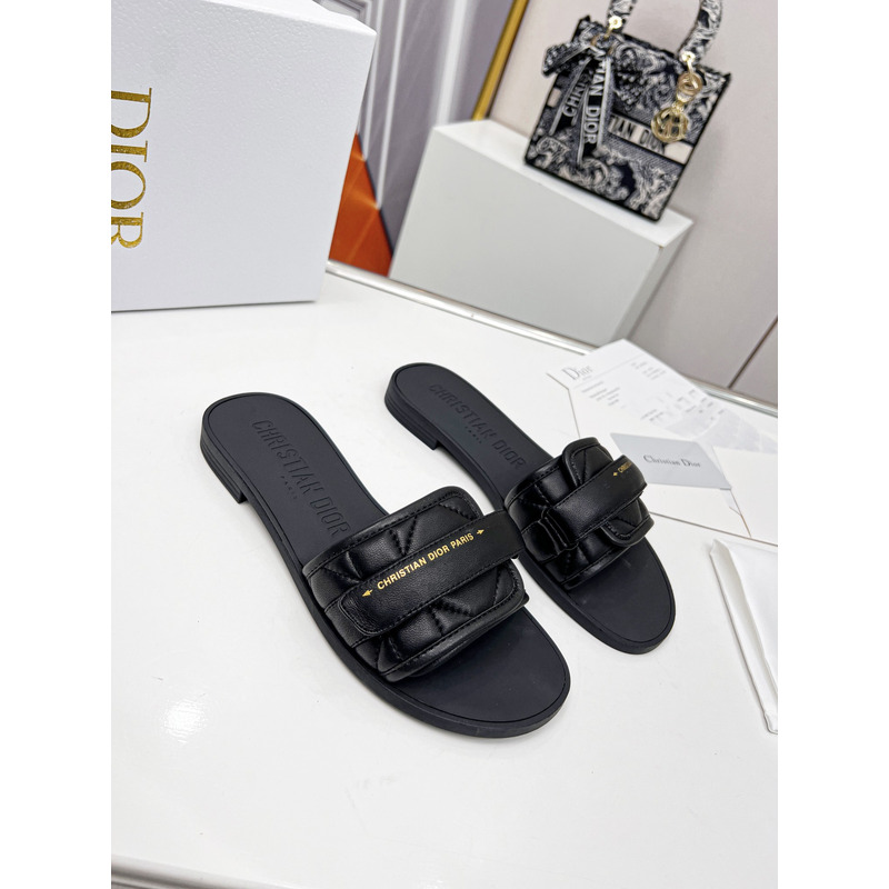 ch**an D*or black leather sandals