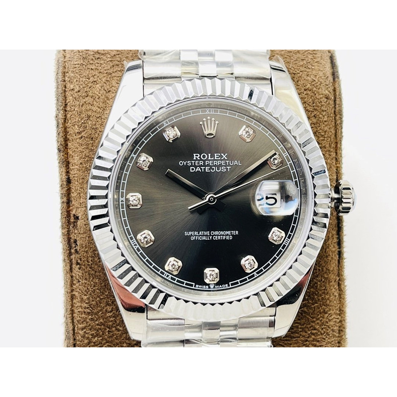 rolex stainless steel grey dial Di*m*nds inside  41mm