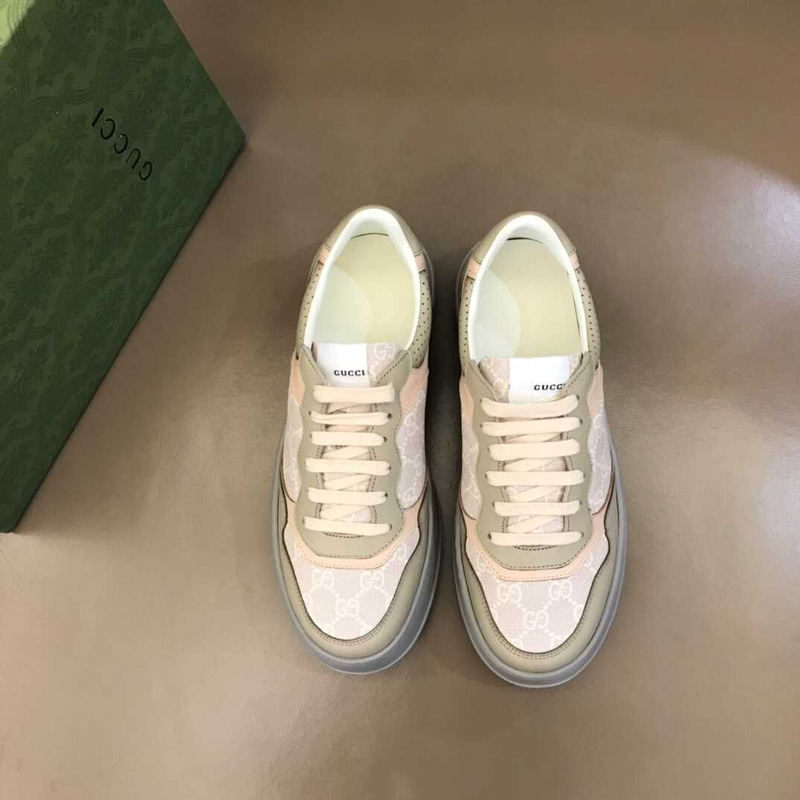 g*u*i gg S*p*e fabric and leather sneakers in beige