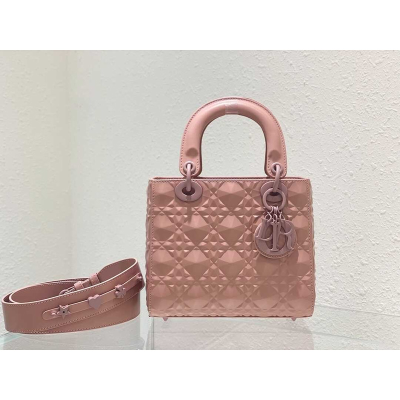 d*or small lady d*or my abacd*or calfskin Di*m*nd cannage bag rose pink