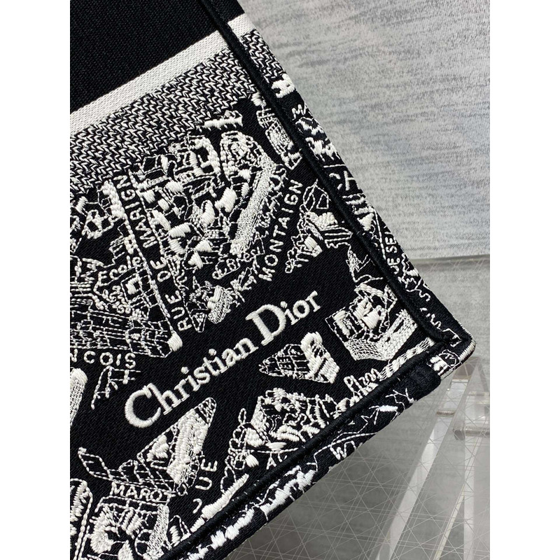D*or book tote large plan de paris embroidery black
