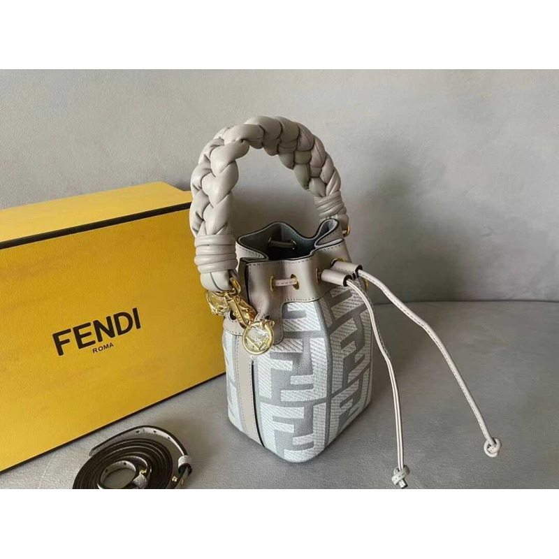 F**di mon tresor ff canvas mini bag grey brown