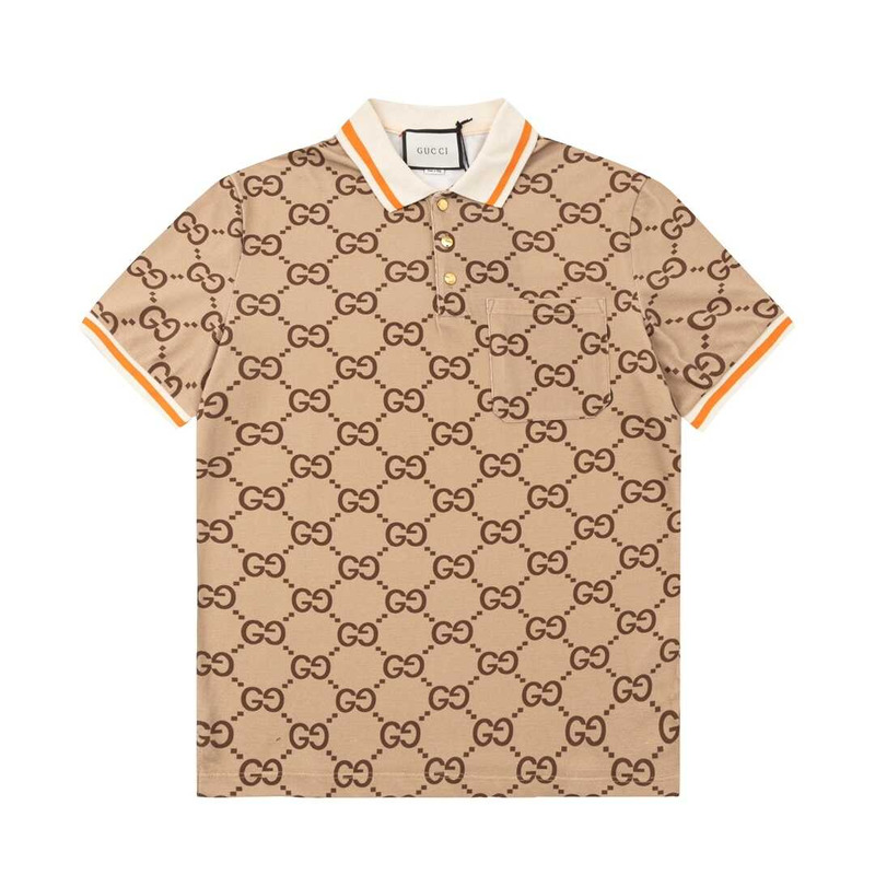 G*u*i gg cotton silk polo shirt brown