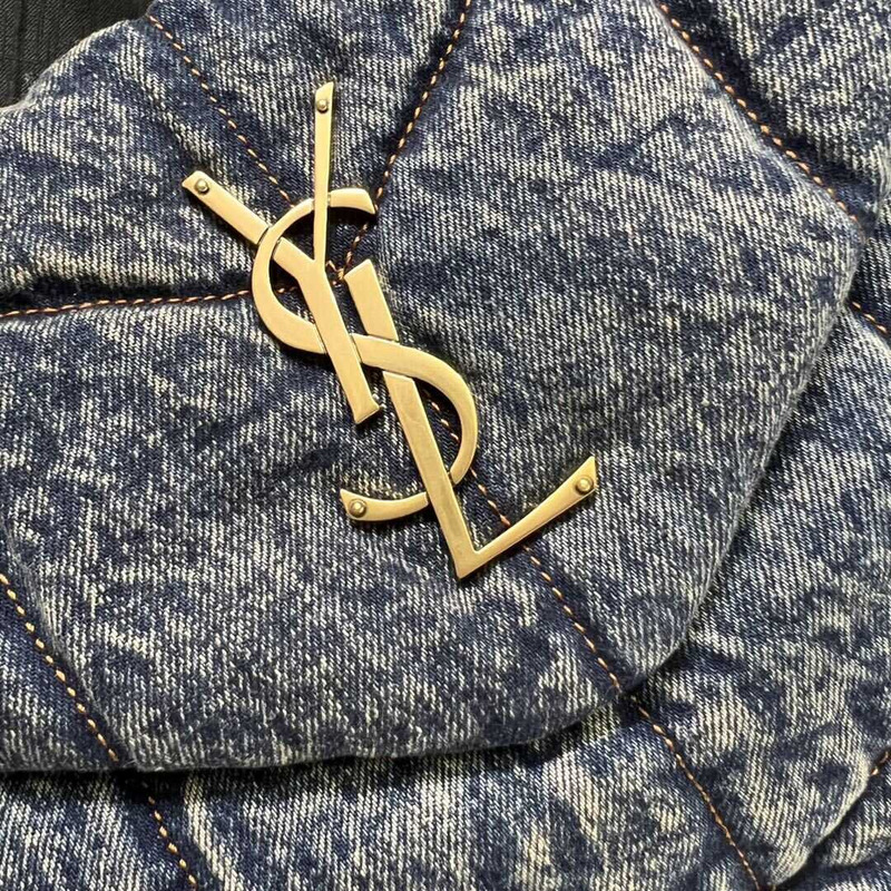 Saint Laurent Loulou Puffer Shoulder Bag Denim Large