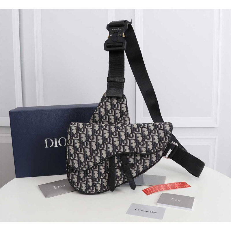 D*or saddle bag  oblique print beige and black