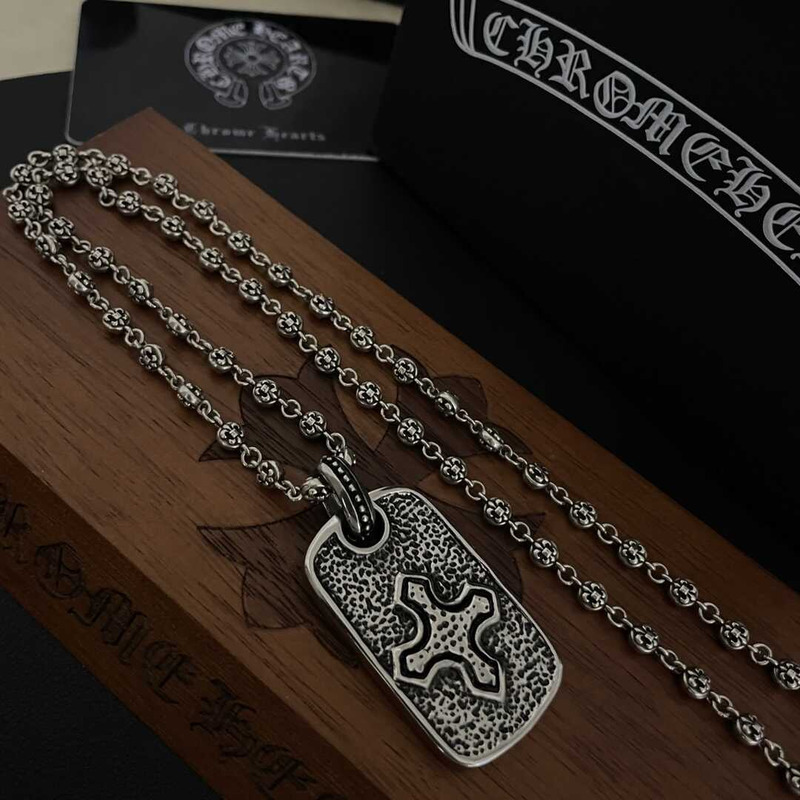 Ch*0me heart  pirate ship silver cross army brand silver necklace european and american retro ins pendant hip hop silver necklac