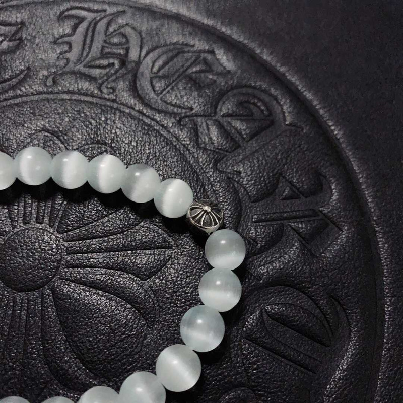 Ch*0me heart beads pendant bracelet grey