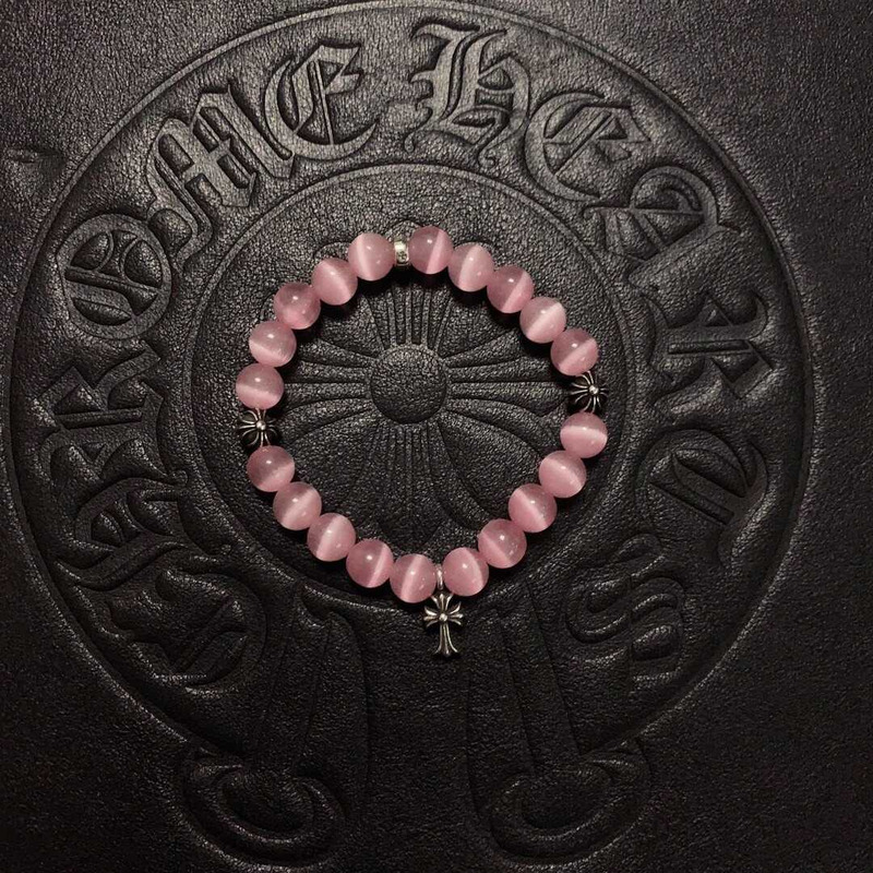 Ch*0me heart beads pendant bracelet pink