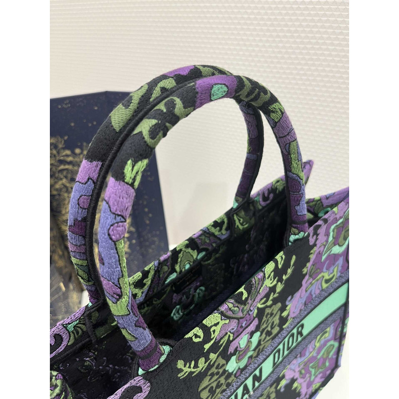 D*or large D*or book tote multicolor D*or indian purple embroidery