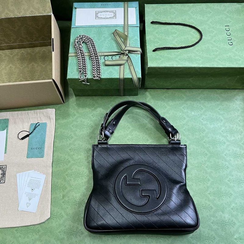 G*u*i blondie small leather tote black