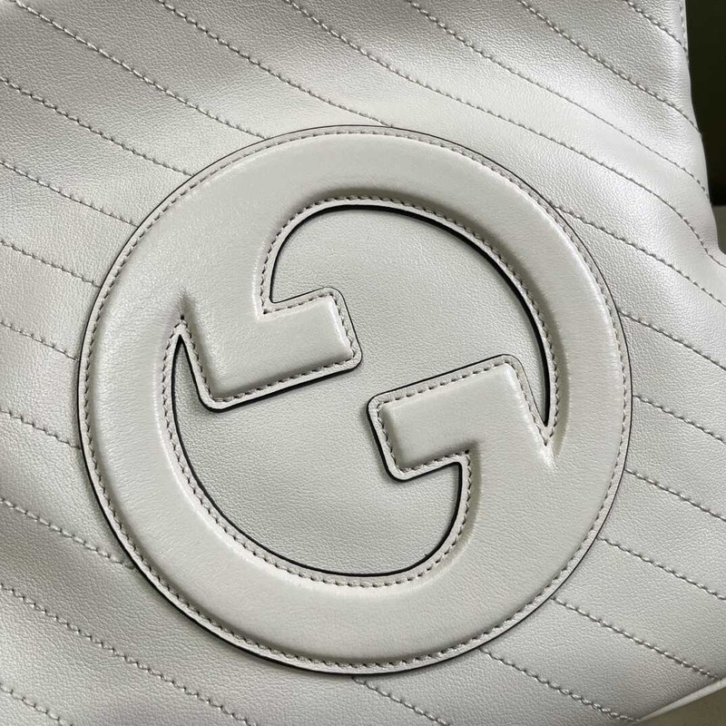 G*u*i blondie small leather tote white