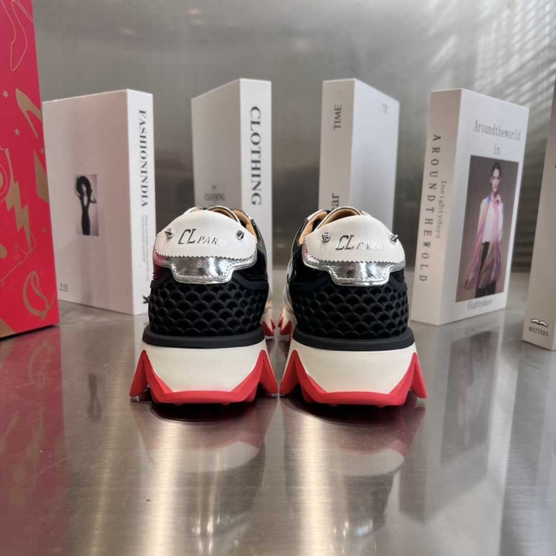 Ch**an louboutin loubishark silver black sneakers