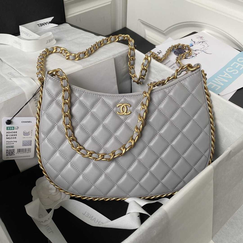 Ch*el shiny crumpled lambskin & gold-tone metal ash