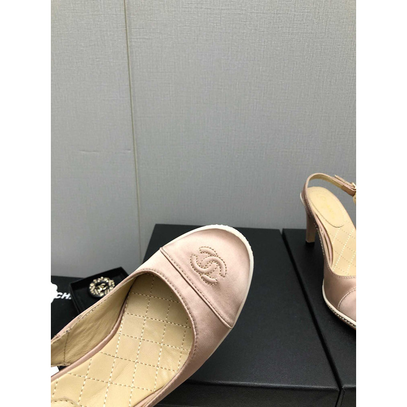 ch*el sling-back satin &Di*m*nd light pink