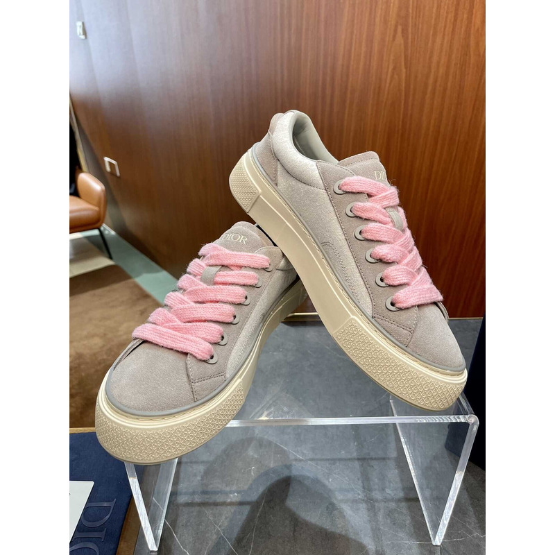 ch**an D*or b33 sneaker gray and white D*or oblique jacquard and gray suede