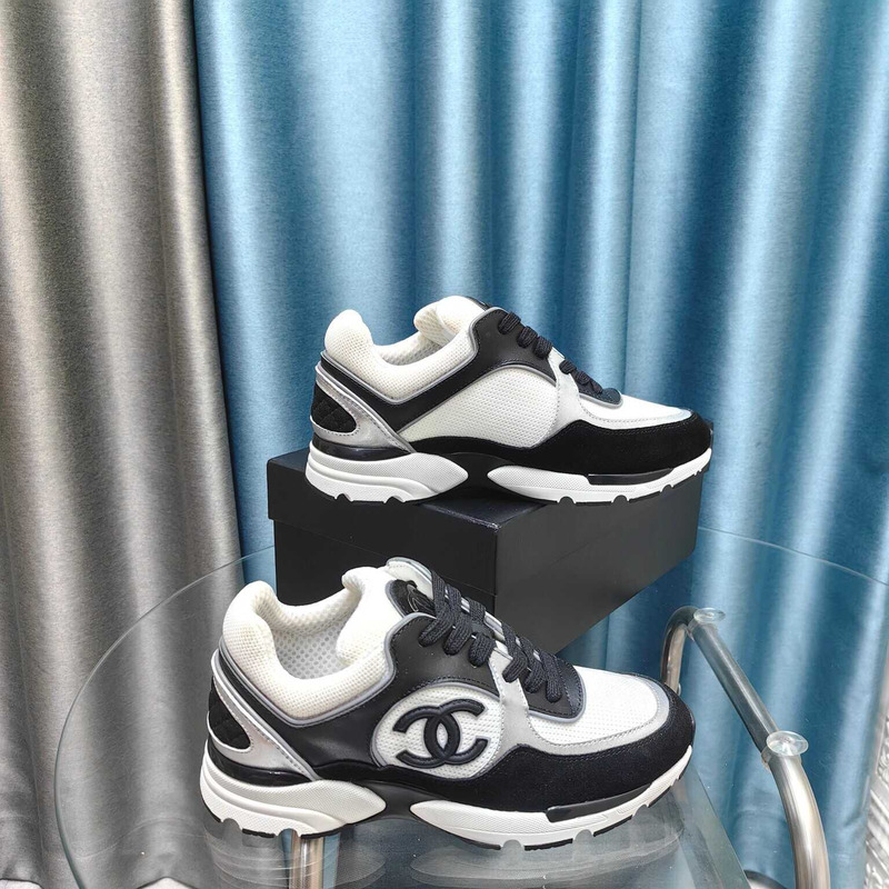 Ch*el calfskin light burgundy sneakers black and white