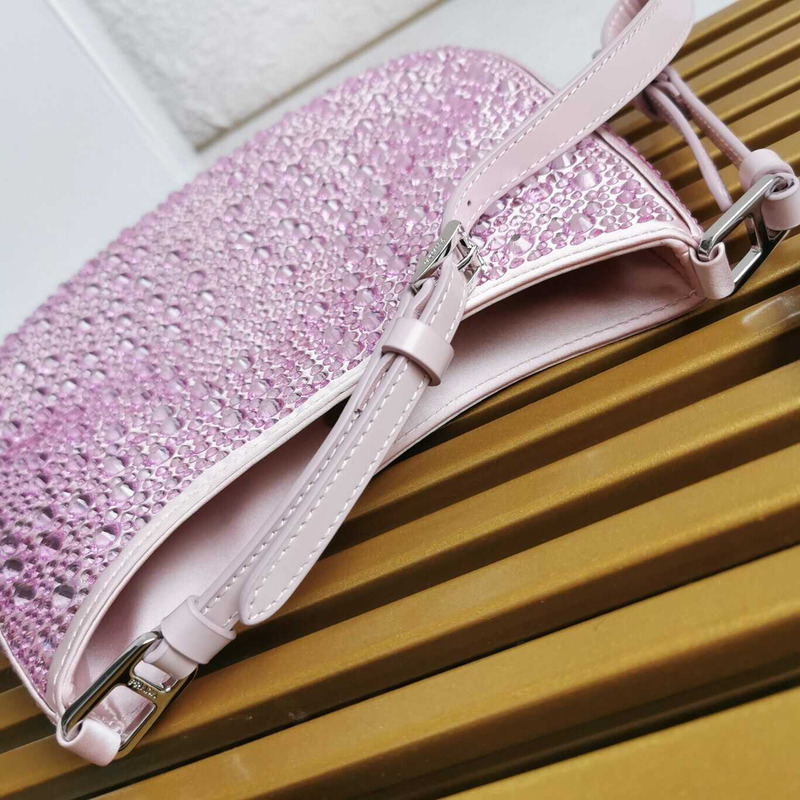 Pra*a cleo satin bag with crystals pink