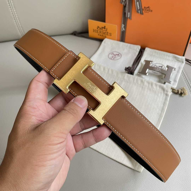 H**mes epsom 38mm constance h belt 80 etoupe gold