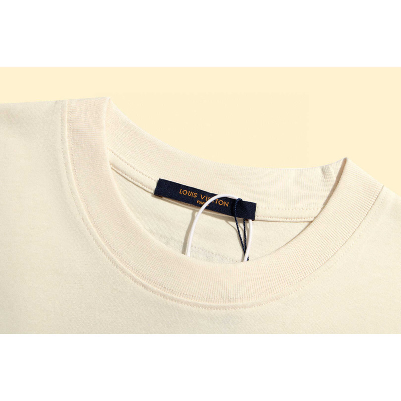 l**is V*t*n short-sleeved cotton knitted crewneck beige