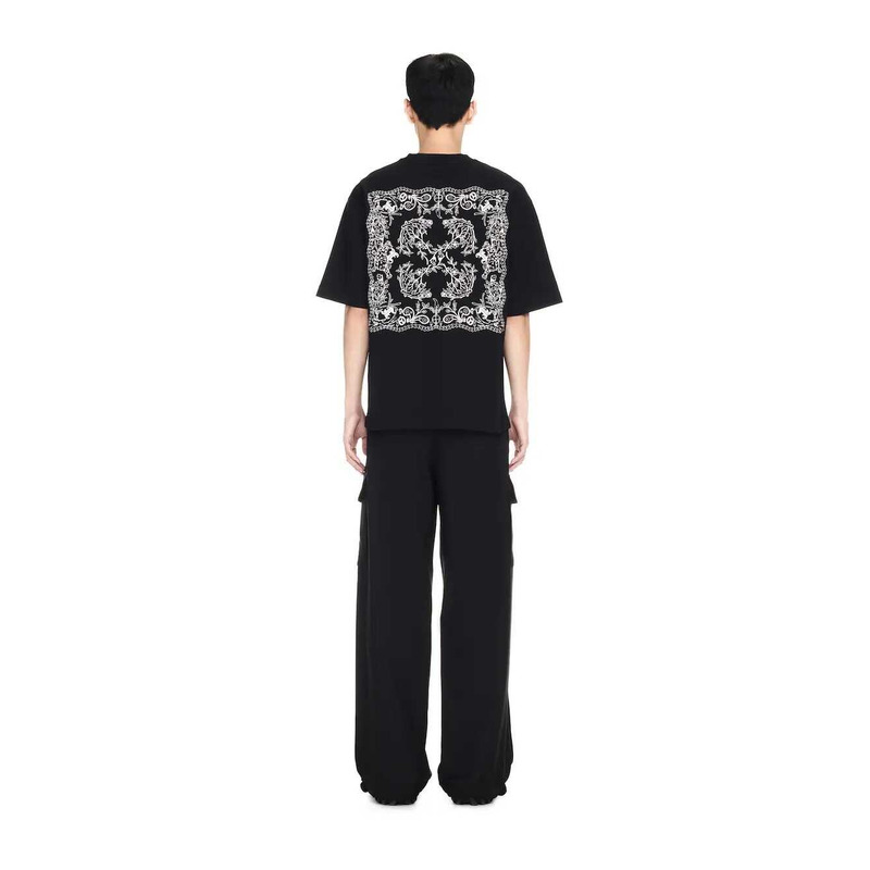 Off White Tattoo Print Arrow Loose T-Shirt Black