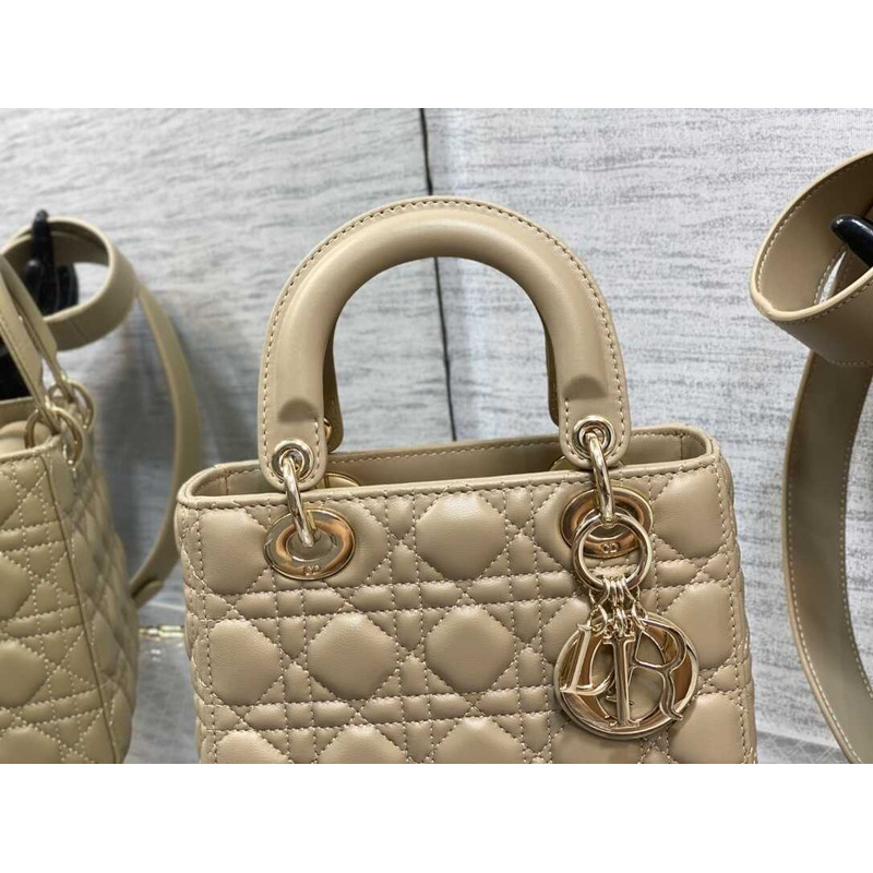 D*or small lady D*or my abcD*or handbag  vine print in sandy brown sheepskin