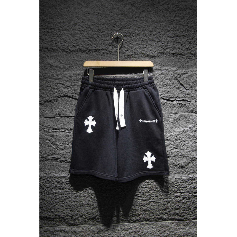 Ch*0me heart embroidered cotton shorts black