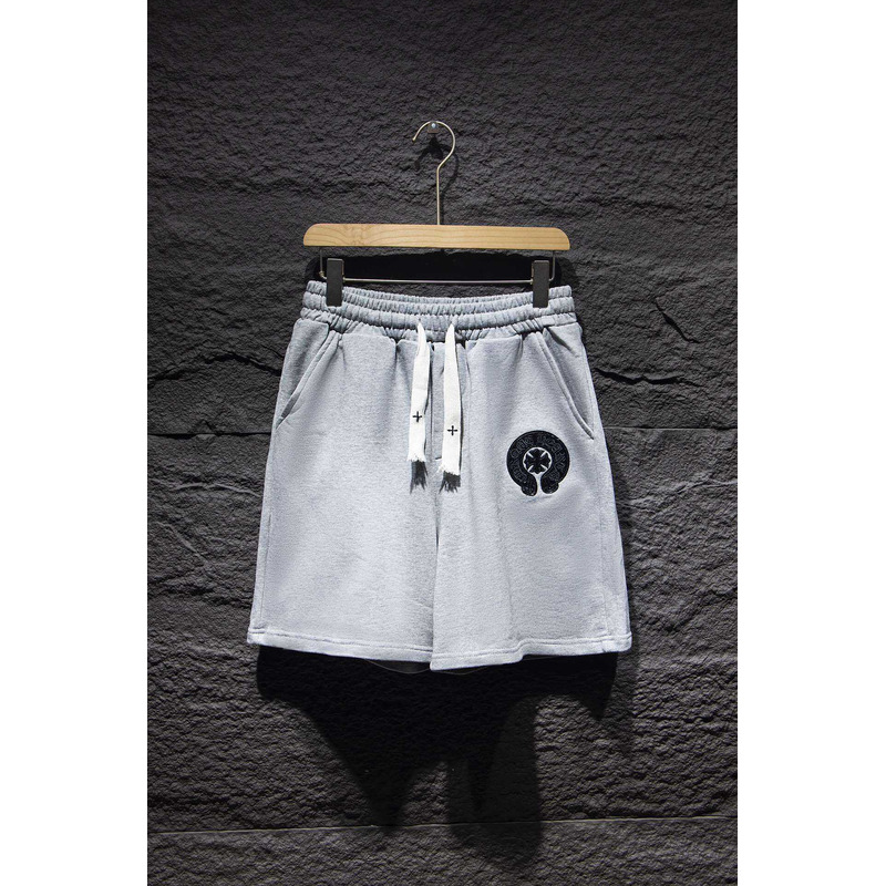 Ch*0me heart embroidered cotton shorts grey