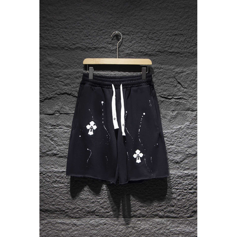 Ch*0me heart  embroidered cotton shorts black