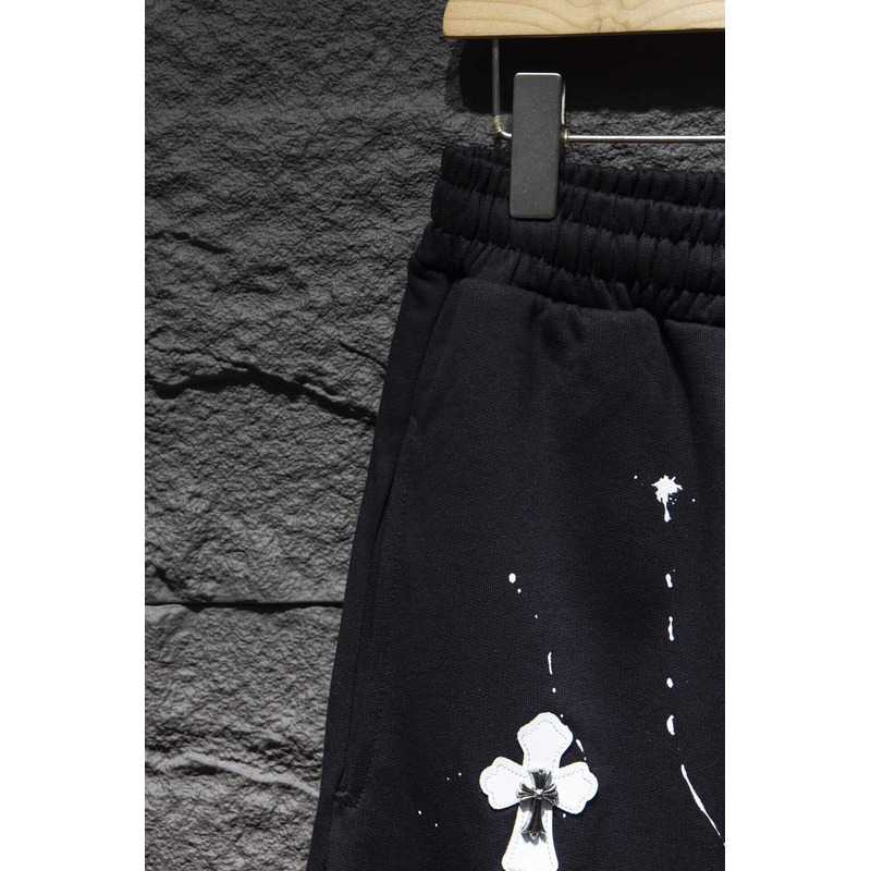 Ch*0me heart  embroidered cotton shorts black