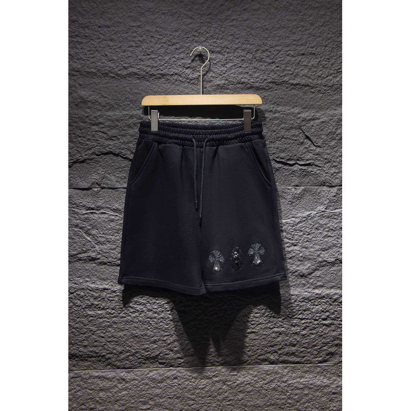 Ch*0me heart  embroidered cotton shorts black
