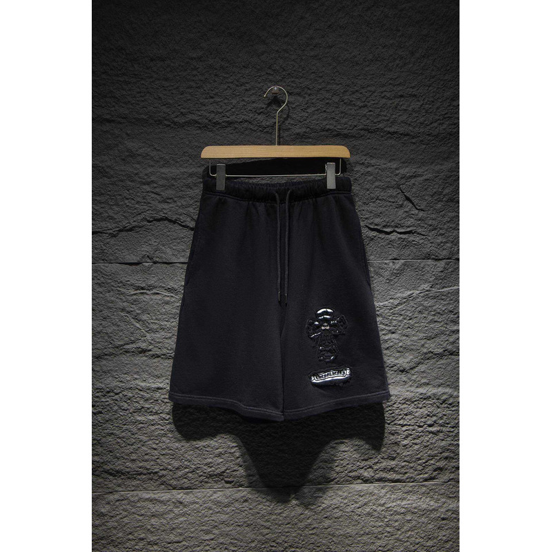 Ch*0me heart  embroidered cotton shorts black