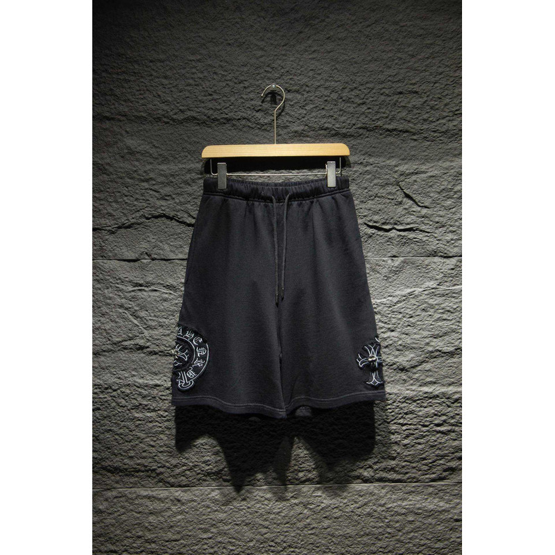 Ch*0me heart embroidered cotton shorts black