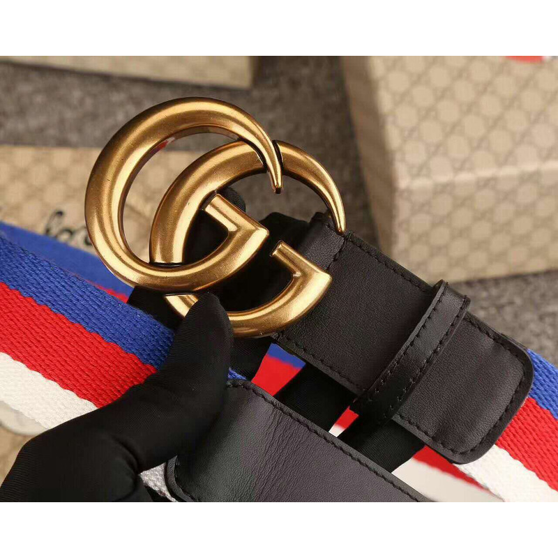 G*u*i web belt with double g buckle black